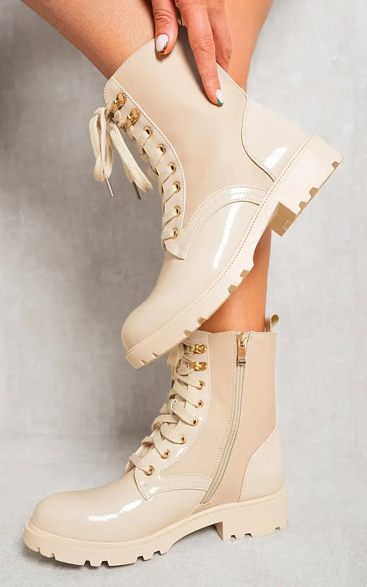 Platform Lace Up Chunky Boots Kenike