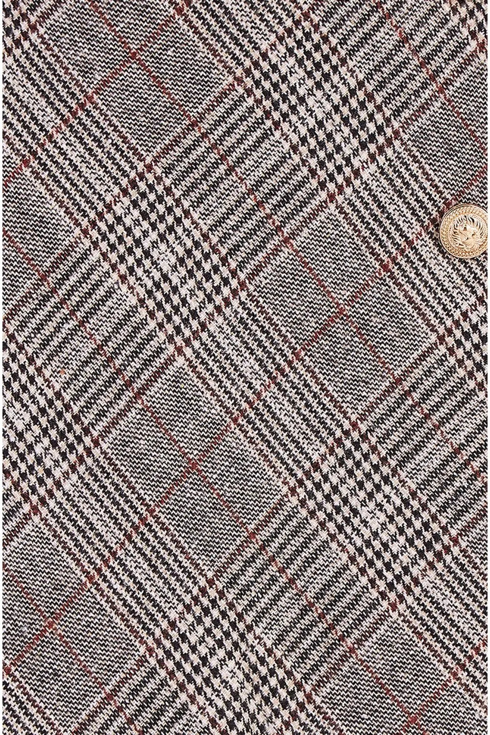 Mela Grey Checked Wrap Mini Skirt With Button Detail Yumi