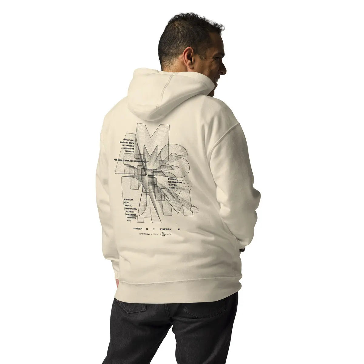 GUSTATORY Amsterdam Coffee Scene Cotton Blend Embroidered Hoodie ANCHOR & CREW