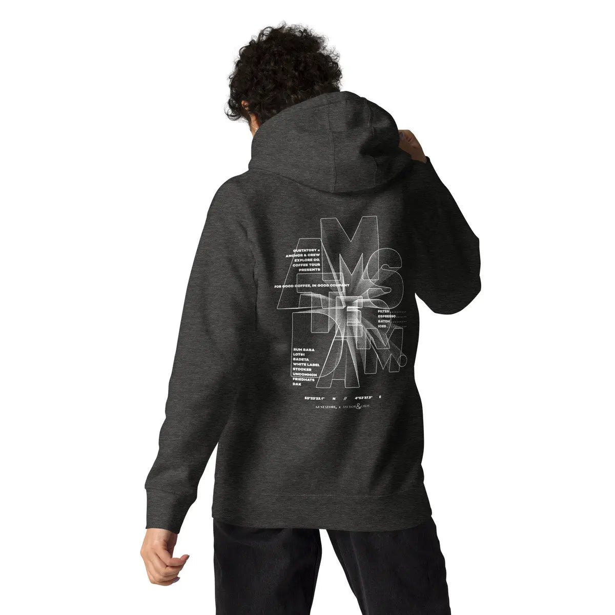 GUSTATORY Amsterdam Coffee Scene Cotton Blend Embroidered Hoodie ANCHOR & CREW