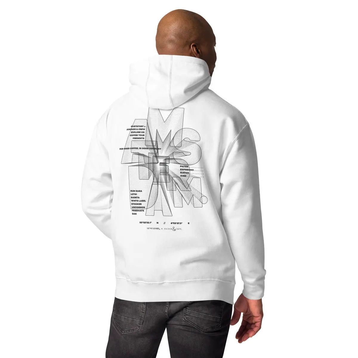GUSTATORY Amsterdam Coffee Scene Cotton Blend Embroidered Hoodie ANCHOR & CREW